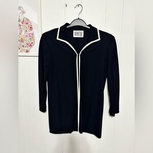 Depeche Dark Navy Cardigan with White Trim